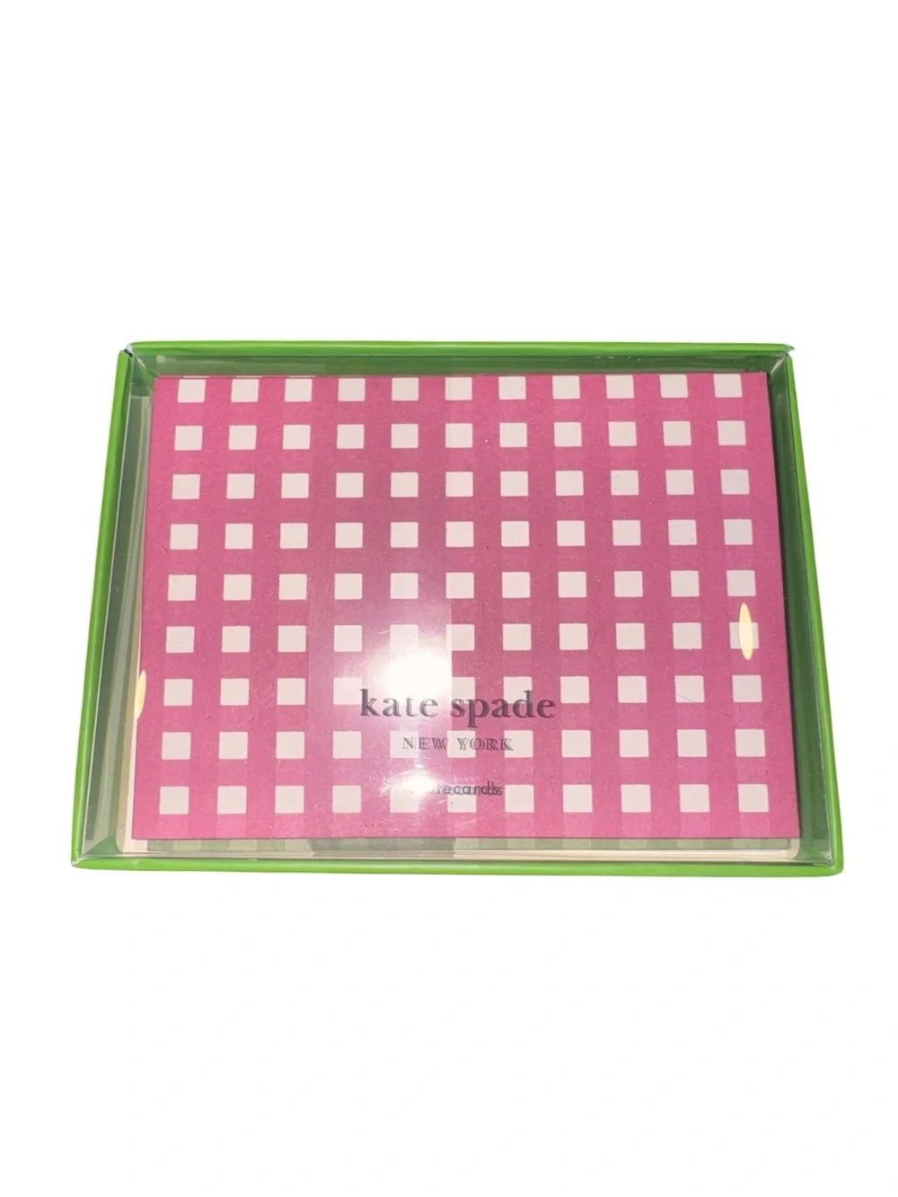 kate spade pink and white gingham note cards NIB